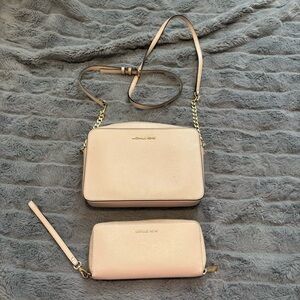 Michael Kors Blush Crossbody Bag with Matching Wallet
